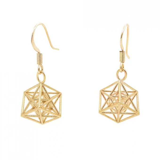 Metatron Cube Earrings (Gold) - Heting Artelier